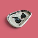 Ręcznie robiony talerzyk ceramiczny z kurkami - zestaw 2 szt.
