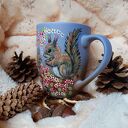 Ręcznie malowany unikatowy kubek porcelanowy Wiewiórki i kwiaty 300 ml
