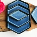 Ceramiczny zestaw talerzy geometrycznych do serwowania - zestaw 4 szt.
