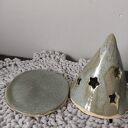 Choinka ceramiczna lampion 10 cm - ręcznie robiona ozdoba bożonarodzeniowa