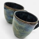 Zestaw 2 uroczych kubków ceramicznych toczonych ręcznie w niebieskich odcieniach