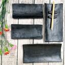 Zestaw ceramiczny do sushi dla 2 osób z czarnej gliny