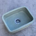 Szałwiowa umywalka ceramiczna handmade do łazienki w rustykalnym stylu