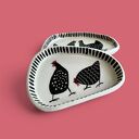Ręcznie robiony talerzyk ceramiczny z kurkami 16,5 &times; 13 cm - ceramika artystyczna