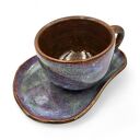 Duży kubek z talerzykiem - polarna zorza