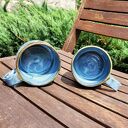 Dwa niebieskie kubki ceramiczne - zestaw na herbatę (handmade)