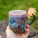 Ceramiczny kubek z kwiatkiem Opal - ok. 420 ml (żółty)
