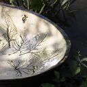 Umywalka „Liść Łopianu” 34 cm - nablatowa ceramika handmade z odbitymi liśćmi
