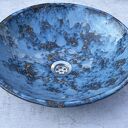 Duża umywalka ceramiczna - wielka misa na blat w zielono-turkusowym szkliwie