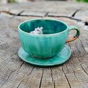 Ceramiczna filiżanka z hipopotamem w zieleni - ok. 400 ml, rękodzieło na prezent