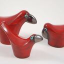 Ceramiczne wróble w czerwieni - ręcznie malowana rzeźba ceramiczna ptaków