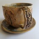 Filiżanka z drzewami do kawy - ceramiczny komplet rękodzieło od Eva Art
