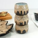 Komplet ceramiczny czarka i talerzyk na espresso z motywem liścia