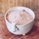 Biała miseczka śniadaniowa ceramiczna z misiem - Rękodzieło na prezent od Lamabo