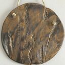 Ceramiczna ozdoba ścienna z trawami - wallhanging beżowo-srebrny 12 cm