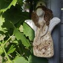 Anioł ceramiczny ze skrzypcami - beżowa ozdoba do domu i ogrodu