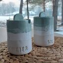 Ceramiczne ręcznie robione pojemniki na sól i cukier do kuchni