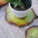 Komplet 3 ceramicznych liści lipy - podstawki pod tealight, świeczki i małe dekoracje