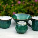 Niebanalny duży kubek ceramiczny szmaragdowo-zielony - 420 ml