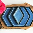 Ceramiczny zestaw talerzy geometrycznych do serwowania - zestaw 4 szt.