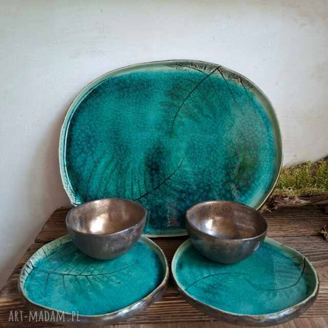 Zestaw talerzy i miseczek do sushi - Paprocie