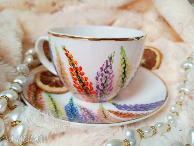 Ręcznie malowany łubin komplet filiżanka 200 ml