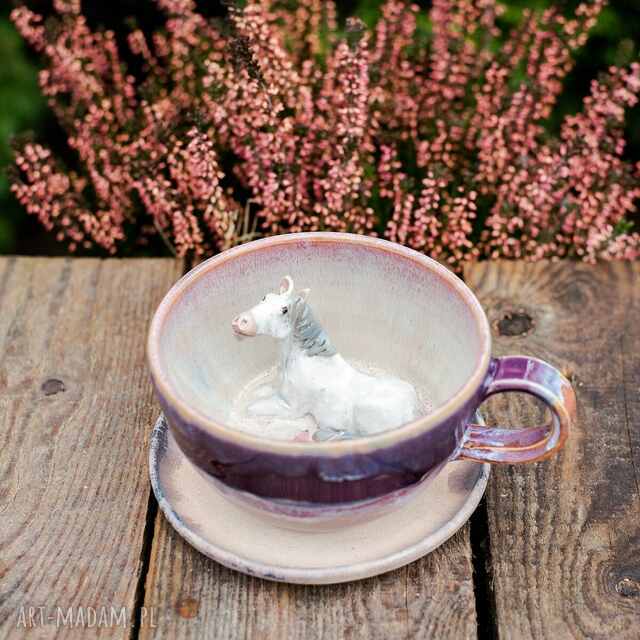 Filiżanka z Koniem Pink Wariacje do Kawy Kamionka 300 ml ღ art-Madam.pl