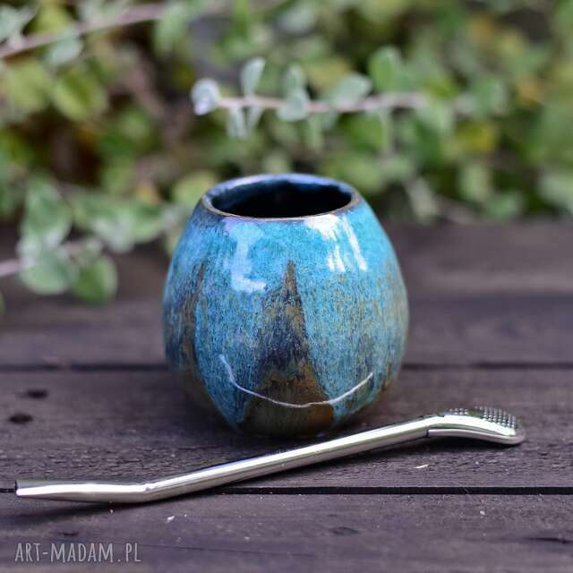 Małe ceramiczne naczynie do yerba mate / Matero ceramiczne handmade / 220 ml / zielonkawe