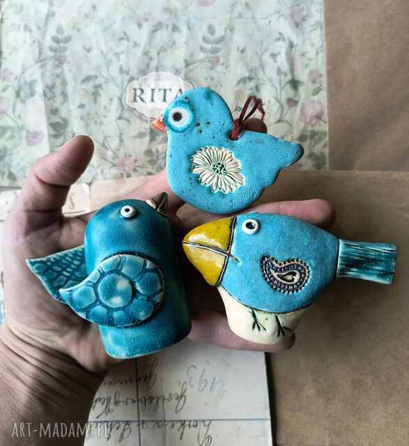 Komplet turkusowych ptaszków