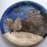 dekoracja wnętrza ceramika użytkowa talerz "pejzaż wieczorny" z gliny