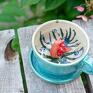 Filiżanka do herbaty z figurką ślimaka | do kawy | morska trawa | red |ok 350 dla miłośnika lasu ceramika na prezent