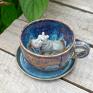 filizanka z figurką ceramiczna hipopotama - opal ok 360 niebieska ceramika na prezent