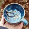 Azul Horse morskie kimaty ceramika na prezent filiżanka z żółwiem - opal blue - ok 300 rękodzieło ceramiczne