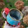 Azul Horse ciekawe ceramika na prezent handmade kubek z | jesienne zbiory turkus rękodzieło ceramiczne z muchomorem