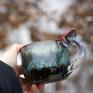 Handmade kubek z muchomorkiem | dark - moss | ok 400 ml / - leśny ceramika na prezent