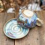ceramika: Filiżanka z żółwiem - opal róż - rękodzieło - 300 ml - Ręcznie kubek handmade duży
