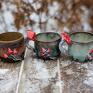Handmade kubek z muchomorkiem | dark - pale | ok 400 ml fajny ceramika dla miłośnika przyrody