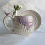 ceramika: Filiżanka ze spodkiem/1 prezent handmade do herbaty