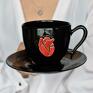 czerwone filiżanki do kawy ceramiczne z sercem na walentynki prezent dla pary