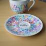 Ciepliki zrobione filiżanka multikolor ręcznie malowana prezent dla niej ceramika kolorowa