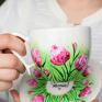 filiżanka ceramiczna ceramika ręcznie malowana piwonie 220ml w kwiaty na kawę