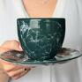 ceramika: Ceramiczna 220ml Zielony Marmur - filiżanka na kawę do kuchni prezent dla niej