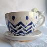 ceramika: Filiżanka ze spodkiem/2 - prezent handmade do herbaty