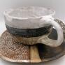 użytkowa ceramika rękodzieło komplet filiżanka i talerz wykonany ręcznie z gliny szamotowej pomysł na prezent