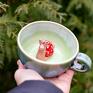 Filiżanka do herbaty z figurką ślimaka | do kawy | Wapienniki seledyn| ok 330 rekodzielo ceramiczne ceramika na prezent