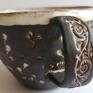 evaart ręcznie wykonane ceramika rękodzieło duży kubek łąka biało na czarnym 1 filiżanka z gliny