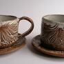 filiżanka do kawy ceramika z gliny dwa komplety "kwiatowo - karmelowo" kubek ręcznie zrobiony