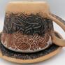 beżowe z komplet - filiżanka i talerzyk formowany ręcznie z gliny ceramika rękodzieło