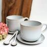 Zestaw dla dwojga - Duża filiżanka ceramiczna ze spodkiem - Cappuccino jasne ceramika