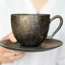 filiżanka ceramiczna ciemne złoto & srebro 220ml do kawy rustykalna